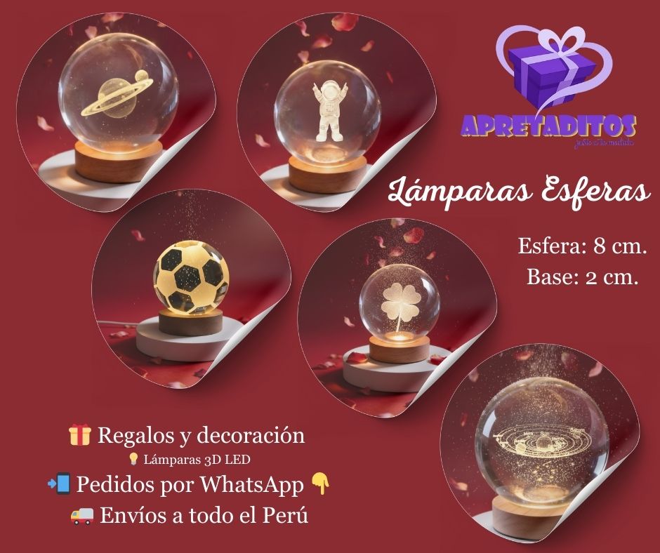 Lámpara Esfera LED 3D Decorativa – Diseños Especiales